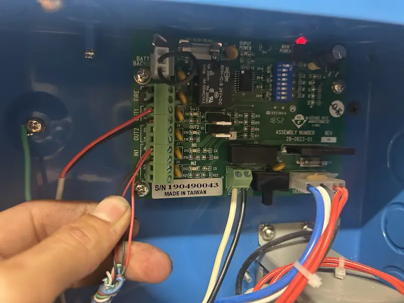 Access control circuit board inside a door hardware box
